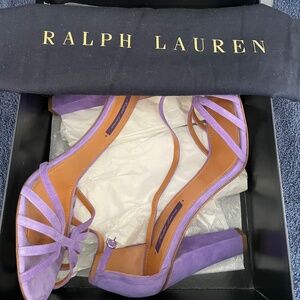 Ralph Lauren PURPLE LABEL Lavender Suede High Heel Sandal Sz 41